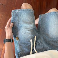 2026新款牛仔短裤男士春夏薄款星空纹直宽松百搭直筒休闲五分裤子