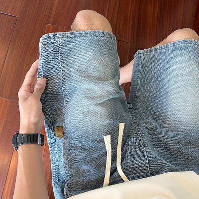 2026新款牛仔短裤男士春夏薄款星空纹直宽松百搭直筒休闲五分裤子