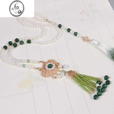 JiMi2023儿童马面裙配饰新中式毛衣项链女童璎珞加长背云汉服旗袍压襟