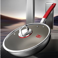 康巴赫(KBH)纯钛炒锅无涂层钛不粘锅少油烟平底炒菜锅炉灶通用32cm KGT-C32A