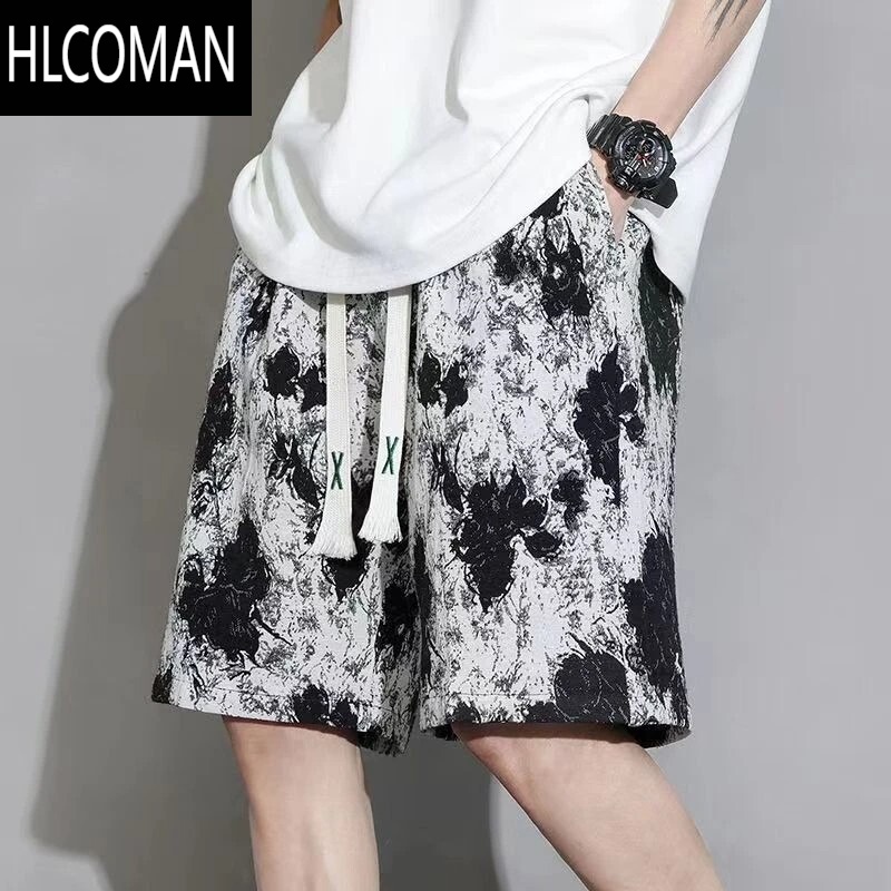 HLCOMAN小熊短裤男士夏季薄款潮流花裤衩休闲运动沙滩裤夏威夷外穿五分裤