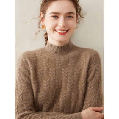 七针加厚麦穗羊绒衫女保暖山羊绒半高领套头羊毛衫针织打底衫毛衣