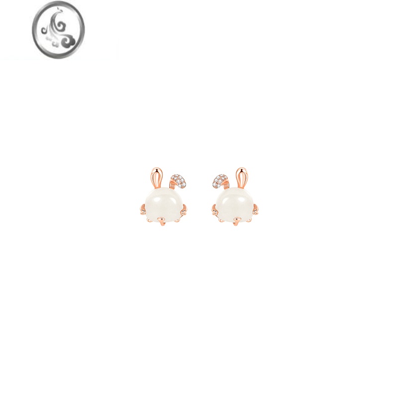JiMi兔子耳钉女本命年2023兔年耳饰轻奢小众 高级感送女友
