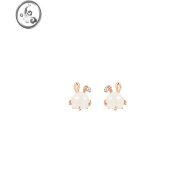 JiMi兔子耳钉女本命年2023兔年耳饰轻奢小众 高级感送女友