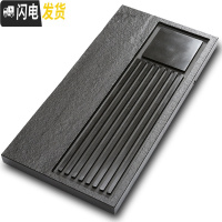三维工匠整块黑檀木乌金石茶盘实木茶台茶托功夫茶具茶海石制排水家用茶盘 禅意60*30