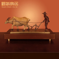 《春耕丰收》铜牛耕牛摆件玄关电视柜家居饰品办公室桌面工艺礼品