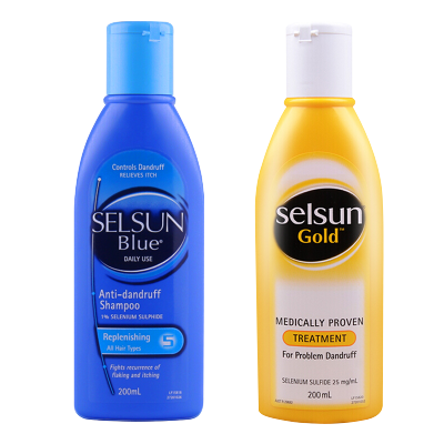 澳洲SelsunBlue洗发水水杨酸无硅油去屑止痒头皮藓溢脂性皮炎成人所有发质平衡控油黄色+蓝色200ml/瓶