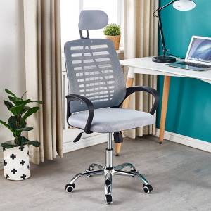 家时光高背舒适网布转椅电脑椅家用办公椅子职员会议椅宿舍学生椅子带头枕