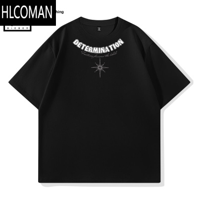 HLCOMAN美式潮牌ins短袖T恤男夏季2025新款半袖上衣潮流炸街体恤内搭