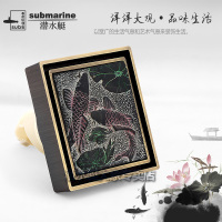 潜水艇地漏大观地漏防臭器浴室地漏芯卫生间下水道隐形浮雕地漏盖年年有余