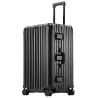 心梦同行铝镁合金拉杆箱 抗摔抗压行李箱 大容量金属旅行箱 万向轮密码箱 黑色26寸 1806/个