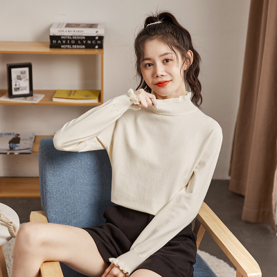 [1折价29.9元,叠加优惠券]唐狮秋冬新款年半高领拼接净色打底衫女设计感小众内搭上衣