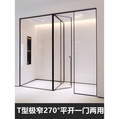 t型一门两用淋浴房卫生间干湿分离隔断玻门浴室平开卫生间沐浴房