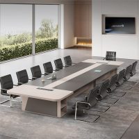 易企采 600*150*75CM会议桌含22把椅 会议室办公桌简约现代商务洽谈办公室大型长条桌