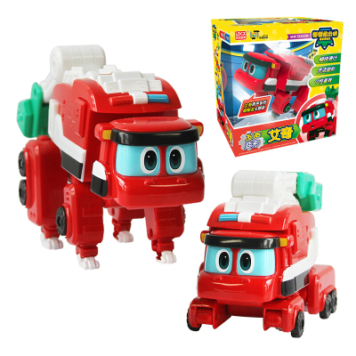灵动创想帮帮龙男孩玩具出动探险队儿童恐龙发声变形机器人甲龙消防车艾奇5907