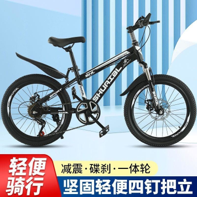 山地自行车儿童中大童男女孩学生轻便自行车减震碟刹单速变速