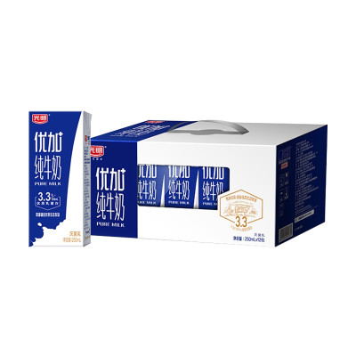 光明优加纯牛奶250g*12盒