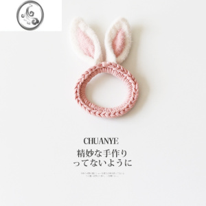 JiMiins毛绒兔耳朵发圈甜美可爱少女小兔子扎头发头绳丸子头发绳头饰