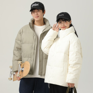 羽绒服男新款冬季韩版情侣加厚保暖纯色立领青年羽绒男士冬装外套