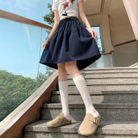 卡其色工装半身裙女新款夏季高腰a字裙小个子学院风五分短裙