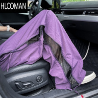 HLCOMAN乌梅紫色拉链拼接网眼透气裤子男女夏天薄款冰丝裤机能工装裤