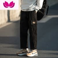 七斓工装裤男士夏季潮牌痞帅高街直筒男款运动休闲长裤子