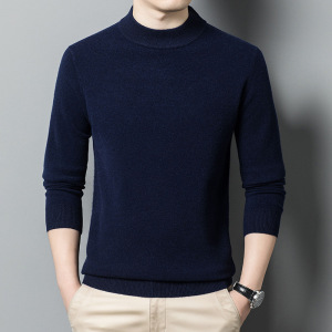 加厚羊毛衫男450g半高领秋冬季可机洗保暖纯色针织打底毛衣男款_50
