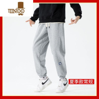 YANXU裤子男潮牌宽松灰色运动裤男休闲束脚卫裤男士裤子秋季薄款