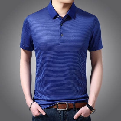 梵克公牛2020夏季中年男士短袖t恤桑蚕丝翻领爸爸装polo衫男夏装薄款