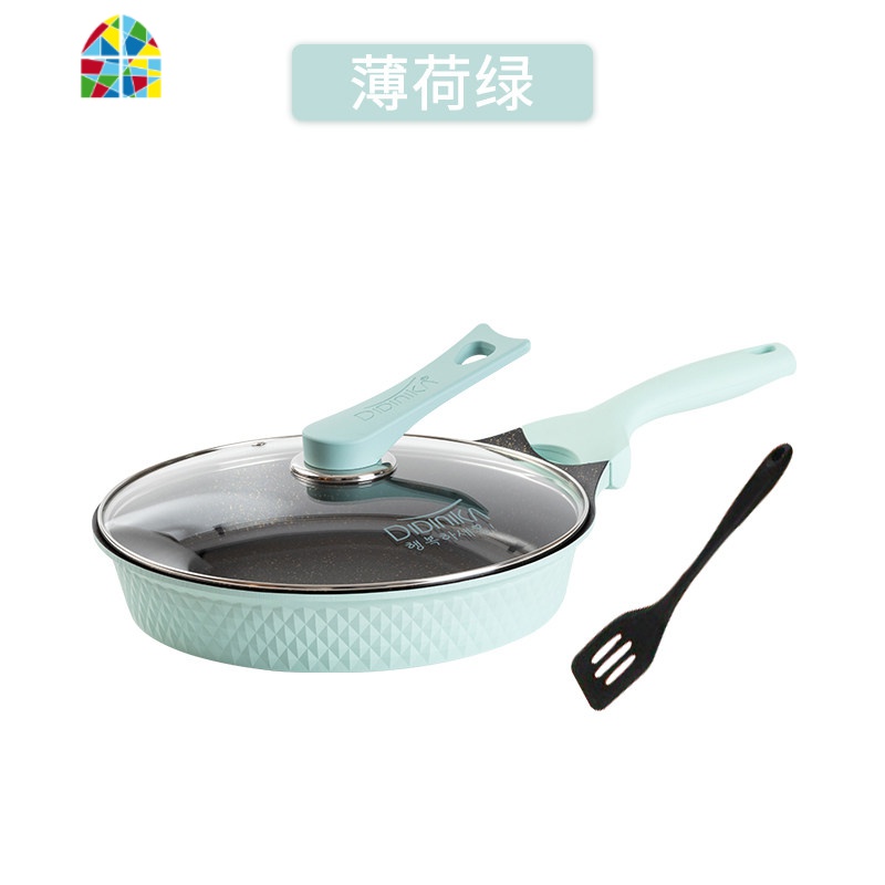 韩国迪迪尼卡煎锅不粘锅电磁炉专用烙饼锅家用煎鸡蛋平底锅 FENGHOU 中国红圆煎锅+送硅胶铲