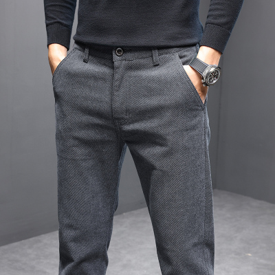 金盾(KIN DON)男士休闲裤新款冬季厚款小脚百搭修身韩版潮流休闲长裤子
