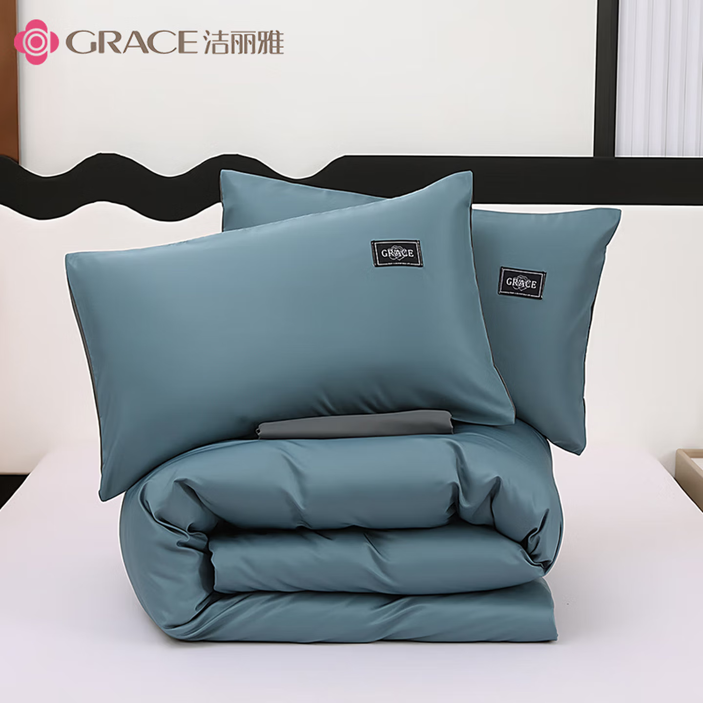 洁丽雅(Grace)亲肤四件套1.5/1.8米200*230cm 水洗磨毛套件-蒂罗尔JLY-YHK303