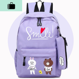 买一送八书包女学院风高中初中小学生背包韩版帆布男生卡通双肩包NEW LAKE