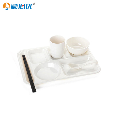 顺心优 密胺六格餐盘 五件套 套