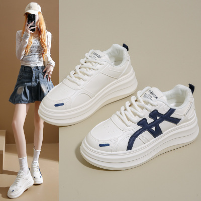 秋季新款ins韩版透气小白鞋女学生厚底百搭休闲运动板鞋