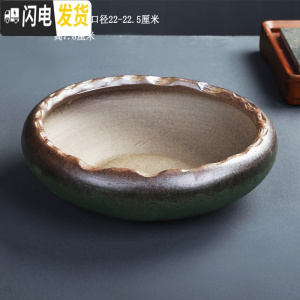 三维工匠水仙花铜钱水培花盆水养的仿石头盆景碗莲睡莲个性创意陶瓷无孔 藕S-2201 中等花盆容器