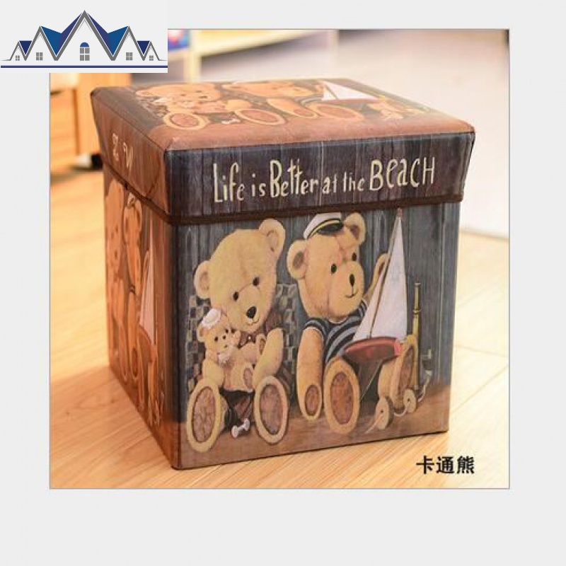 复古多功能可折叠收纳凳储物盒坐凳沙发试换鞋凳子玩具带盖收纳箱 三维工匠