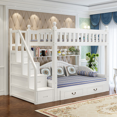 实木上下床子母床高低床组合上下铺折叠沙发床成人双层伸缩床