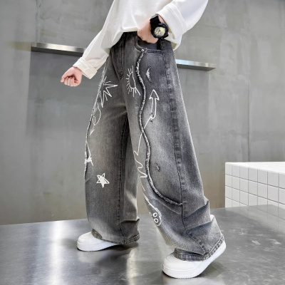 男童春季裤子2026新款男孩春装儿童春秋款牛仔裤中大童直筒休闲裤