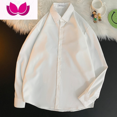 七斓ins港风长袖衬衫男士潮流外穿宽松痞帅休闲班服垂感翻领衬衣