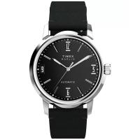 男士机械自动黑色皮带手表 商务休闲皮带黑盘防水腕表男表