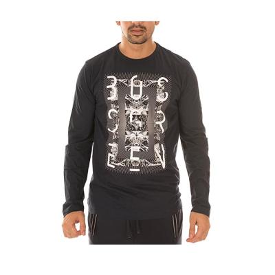 Hugo boss雨果波士T恤男透气舒适百搭纯棉灰色印花长袖休闲日常