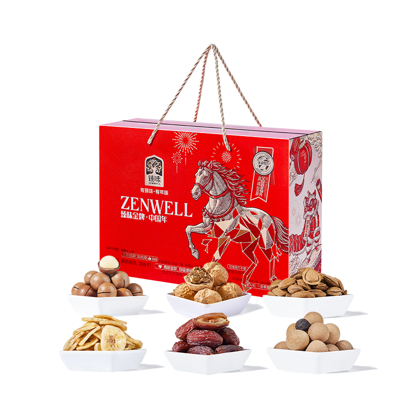 臻味金牌·1300g中国年坚果春节节日礼盒4种坚果4种果干内配丰富性价比高