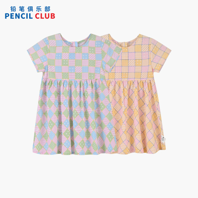 [1件3折]铅笔俱乐部2025夏季新品女小童连衣裙儿童格子针织裙子宝宝连身裙
