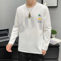 秋季新款长袖T恤韩版印花圆领纯棉打底衫印花修身上衣潮男装