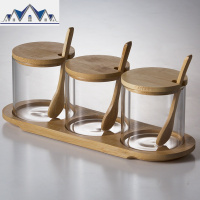 厨房用品玻璃调料盒盐罐调味罐家用佐料瓶收纳盒组合装调味瓶套装 三维工匠