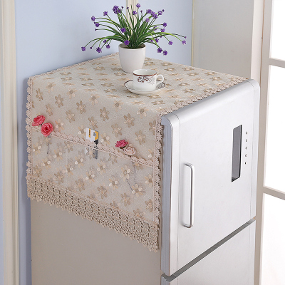 家柏饰(CORATED)欧式布艺双开单开蕾丝冰箱巾洗衣机防尘盖巾盖布冰箱罩收纳袋