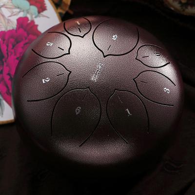 鲁儒空灵鼓色空鼓琴莲花手碟打击乐器钢舌6英寸8音初学者儿童款儿童莲花款-深赭色8音8寸