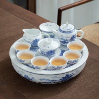 苏氏陶瓷(SUSHI CERAMICS)国潮青花功夫茶具大套组储水托盘三才盖碗泡茶壶礼盒装薄胎茶杯