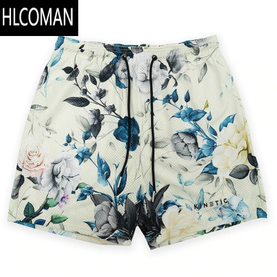 HLCOMANKINIC时尚印花网眼短裤男美式复古街头宽松休闲运动速干四分裤